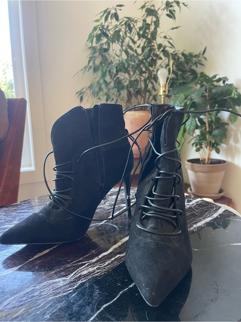 Suede stiletto boots